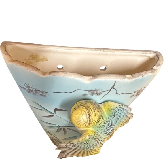 Vintage Wall pocket Vase Parakeet Colorful MCM DESIGN-Great History 1940’s Bird - Picture 4 of 10